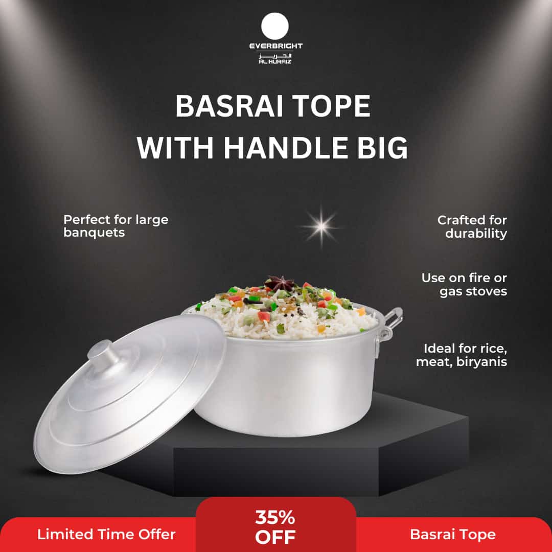 BASRAI TOPE Classic Aluminum Cooking Pot With Lid Suitable For